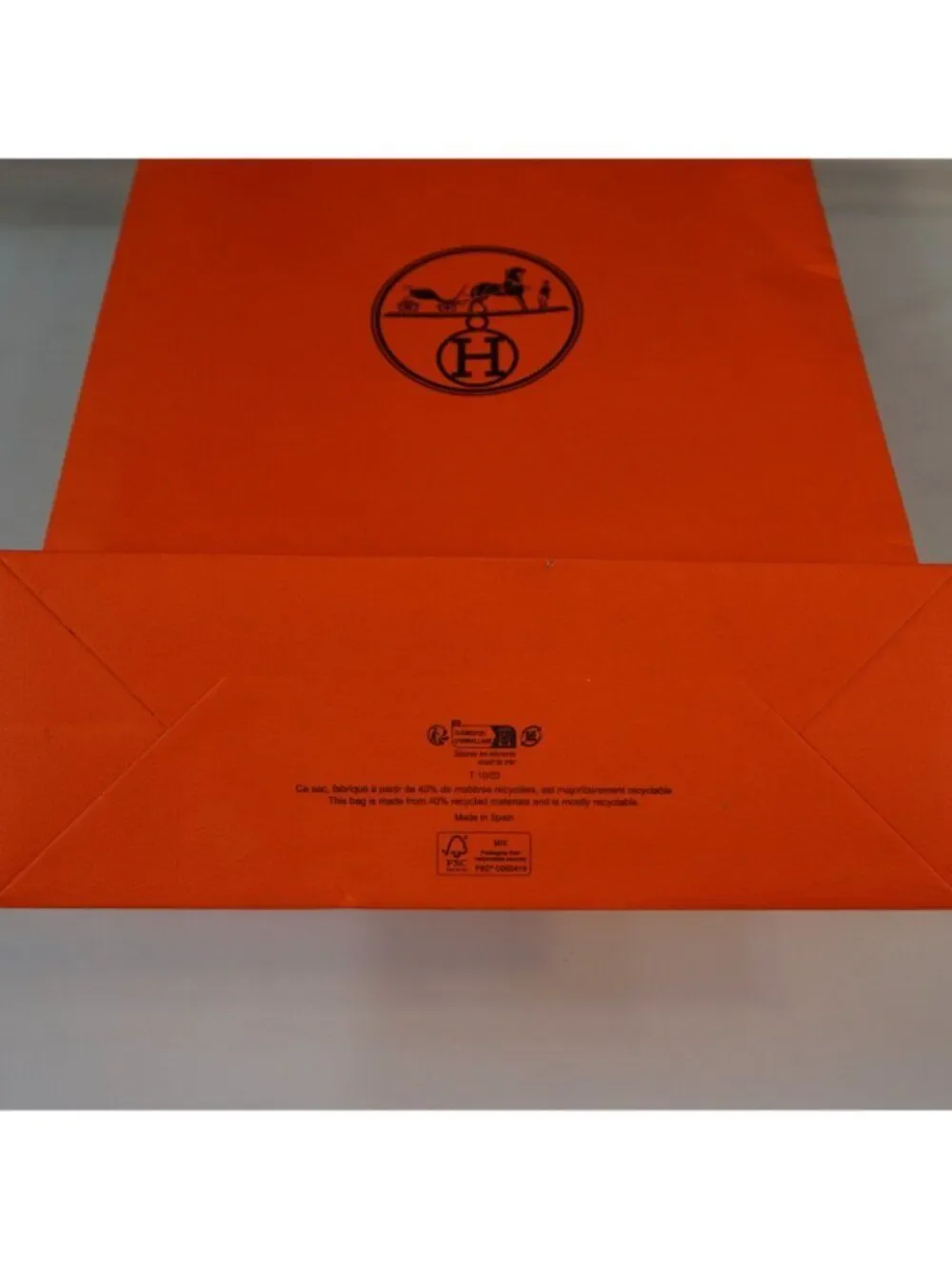 HERMES Classic Orange Gift Bag Empty Tall Shopping Paper Tote  17 x 11 x 4 Inch